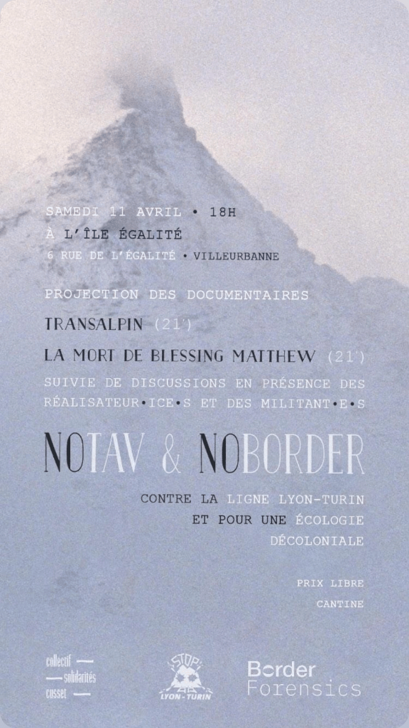11 avril : Projections NO TAV et NO BORDER à&nbsp;Lyon